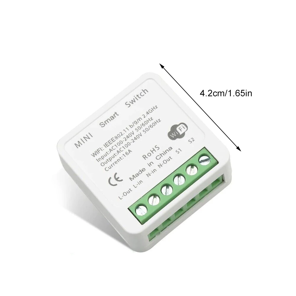 100-240V 16A Tuya Smart Home Mini DIY Wifi Schakelaar Relaismodule 2-weg Afstandsbediening Timmer Wandlichtschakelaar werk met Alieax