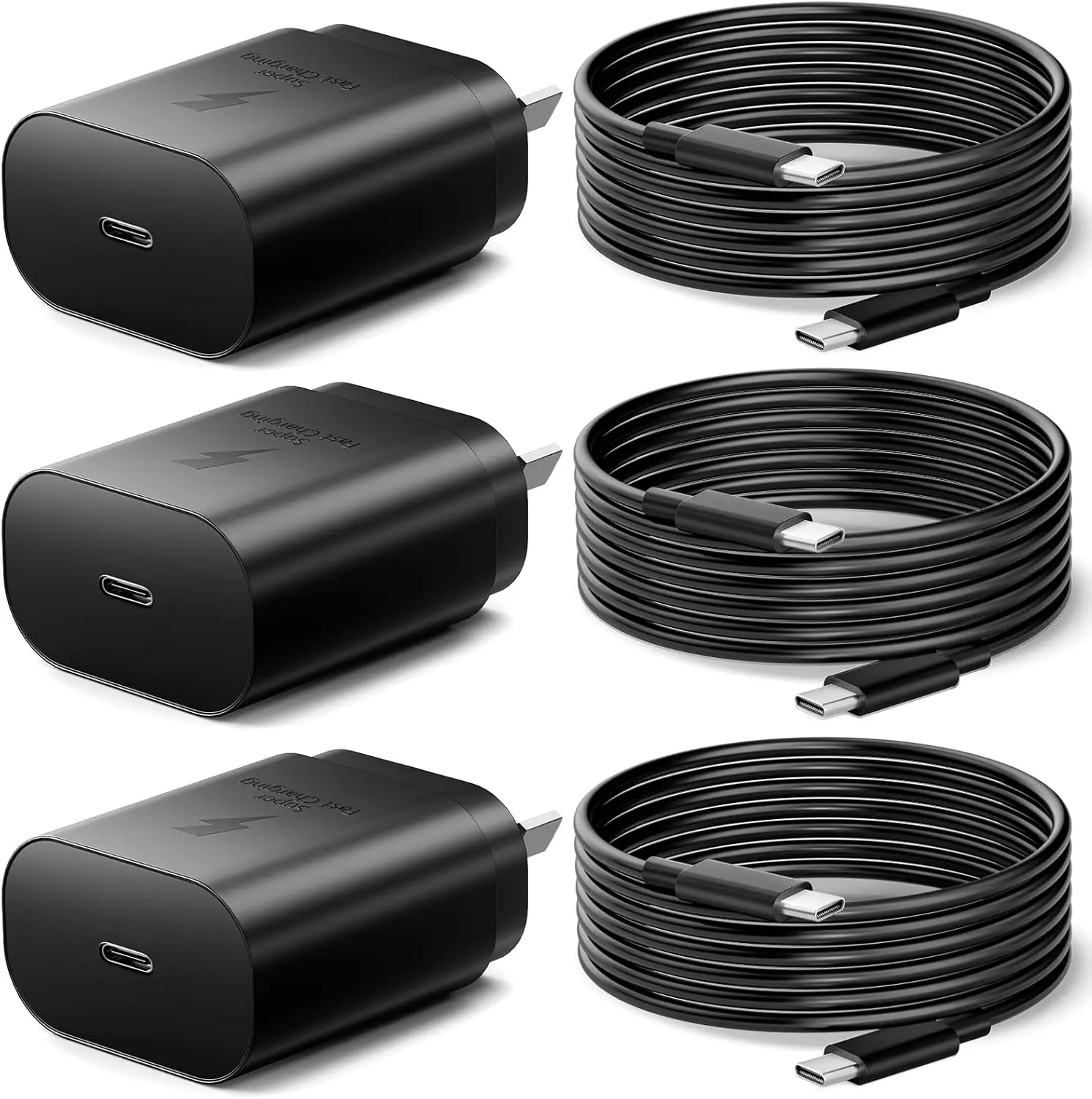 Super Fast Charger Compatible for Samsung - 3Pack 25W USB C Fast Charging for Cable, USB-C Wall Charger Compatible