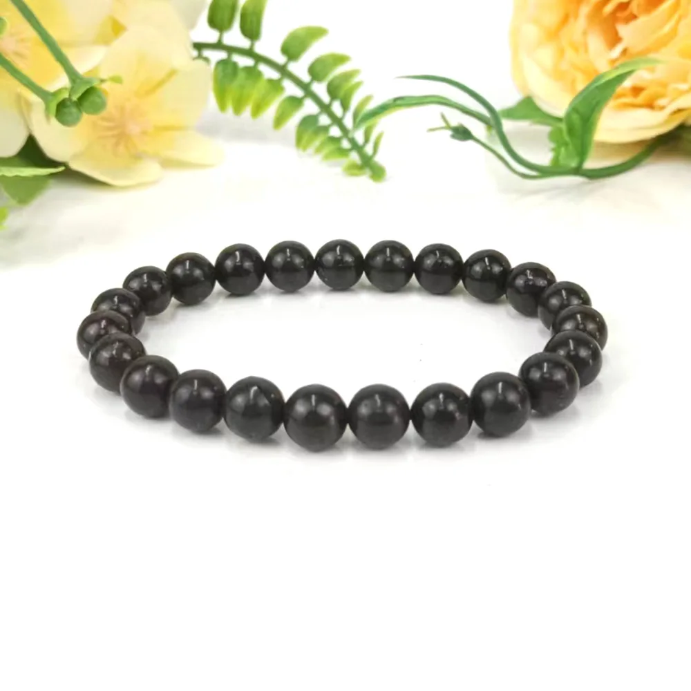 8MM Schungite Black Russia Shungite Bracelet Beads Real Natural Crystal Jewelry Energy Stones For Health Care Healing Fengshui