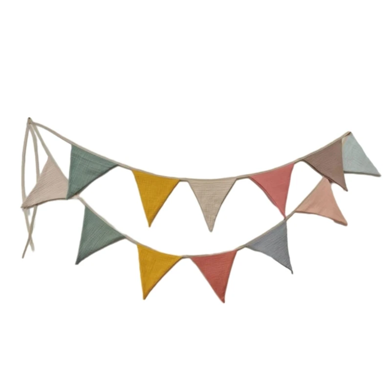 Pennant with Multicolor Bunting Flags Versatile Baby Showers Decoration Newborn Photograph Props for Boys Girls