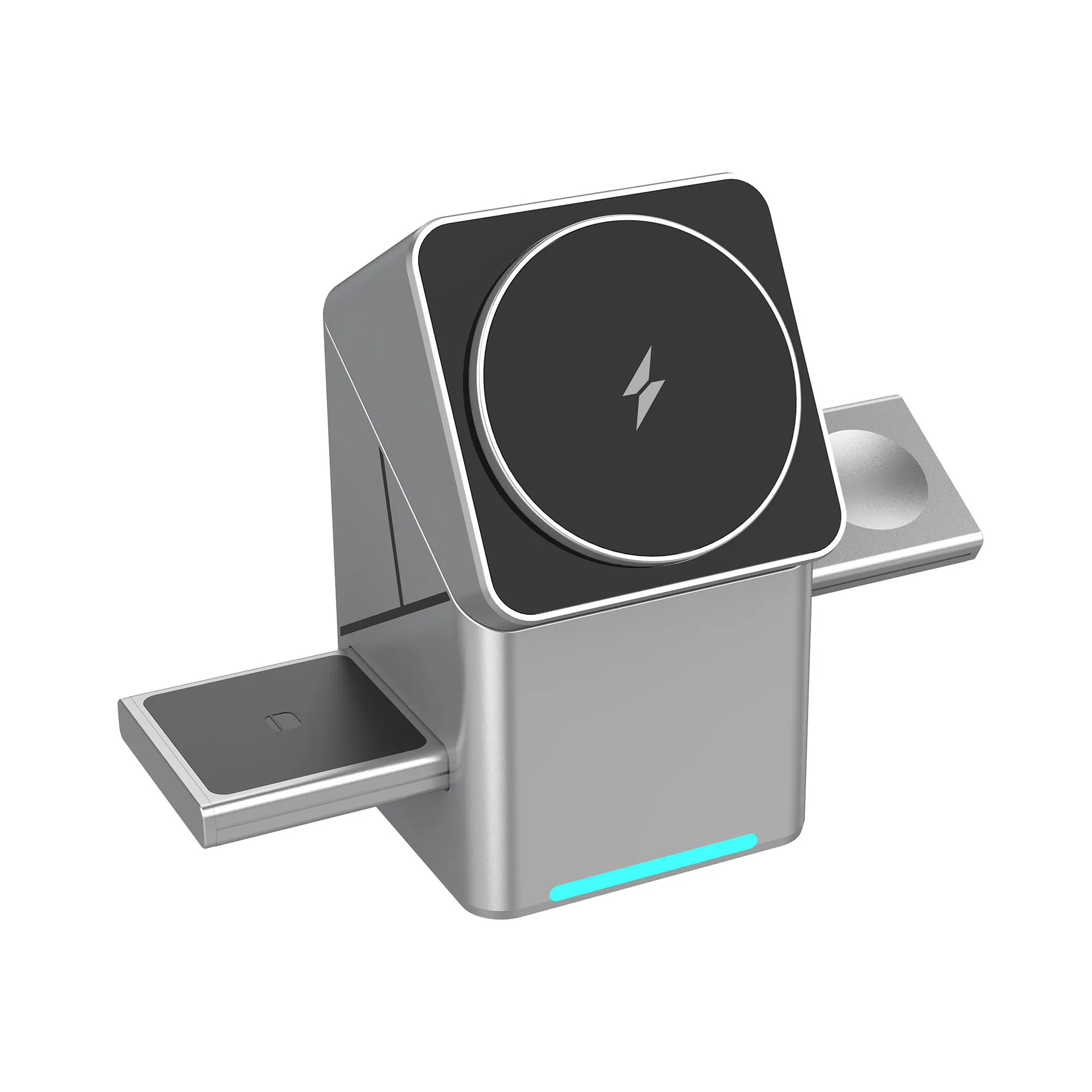 

R28 15W Fast Charging 3-in-1 Desktop Wireless Charger Self-Spinning Strong Magnetic for Earphones ,smart Watch