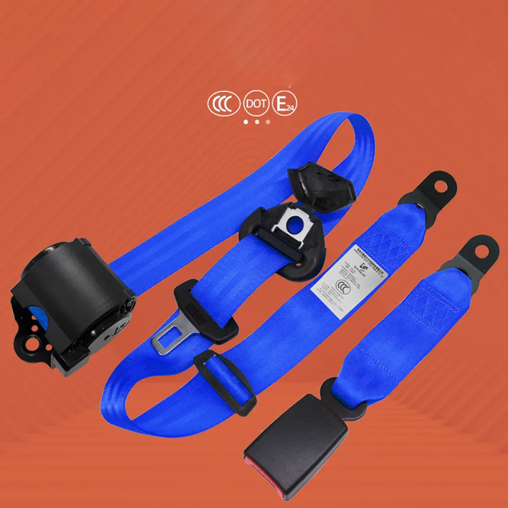 Universal car seat belt, automatic retracting 3 point safety belt