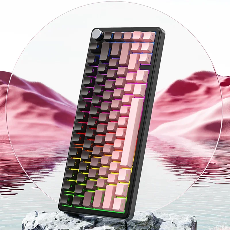 Attack Shark X85 Gaming Mechanical Keyboard 2.4G Tri-Mode Bluetooth RGB TFT Screen Metal Knob Full-Key Hot-Swap Compatible Gift