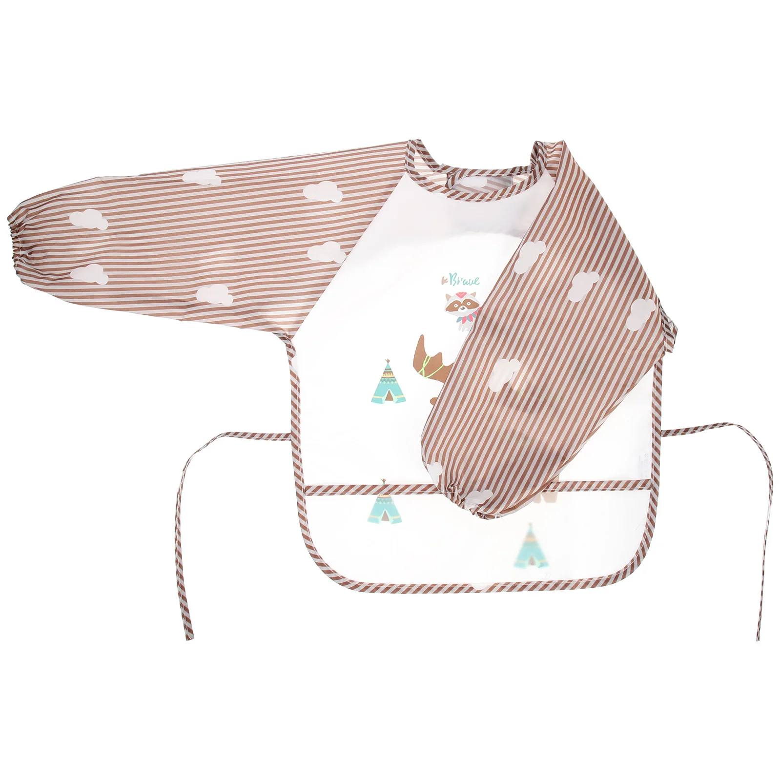 

Baby Waterproof Sleeved Bib Eva Polyester Long Sleeve Feeding Apron Anti Spit Up Milk Protective Smock for Toddler Eating