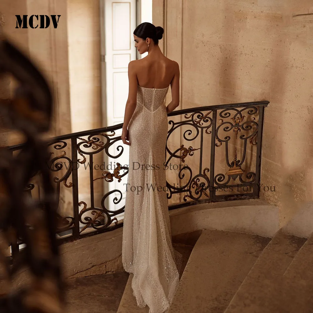 MCDV vestidos de novia plisados de sirena sin tirantes mangas desmontables vestidos de fiesta de novia elegantes vestidos de novia 2025 personalizados