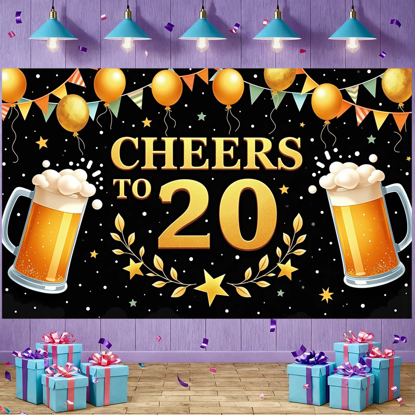 هتاف إلى 20 راية الغار إكليل معلم خلفية حفلة 20th الذكرى خلفية النثار عناصر عرض عيد ميلاد الكبار #5