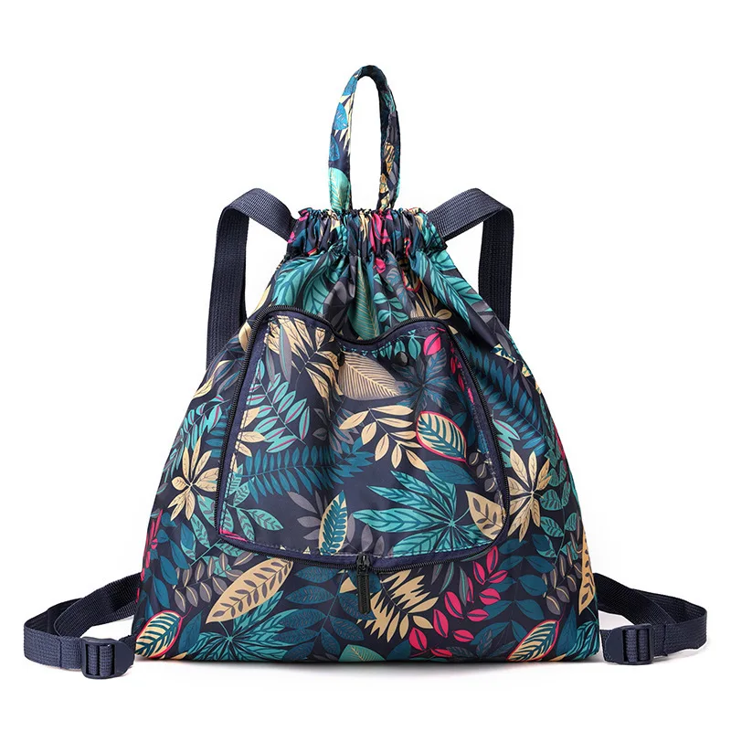 

Women's Bag 2026 New Drawstring Backpack Printed Nylon Fabric Backpack Foldable Drawstring Bag