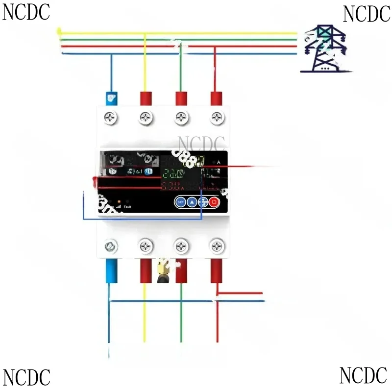 4P 100A WiFi Three Phase Life Auto-Reclosing Over Under Voltage Protector Meter Timer Switch Breaker