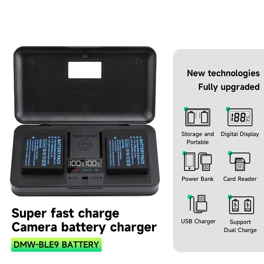 4 sztuki 1280mAh DMW-BLG9 BLG10 BLG10E bateria DMW-BLE10 + podwójna ładowarka USB LCD do Panasonic LUMIX GF5 GF6 GX7 LX100 GX80 GX85