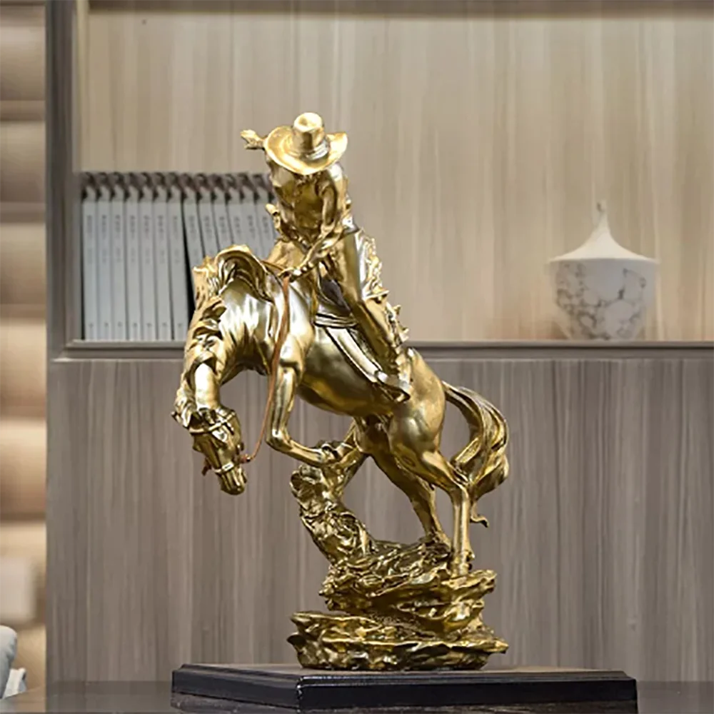 American creative cowboy horse knight resin sculpture home decoration crafts boss office wine cabinet bookcase desk decoration