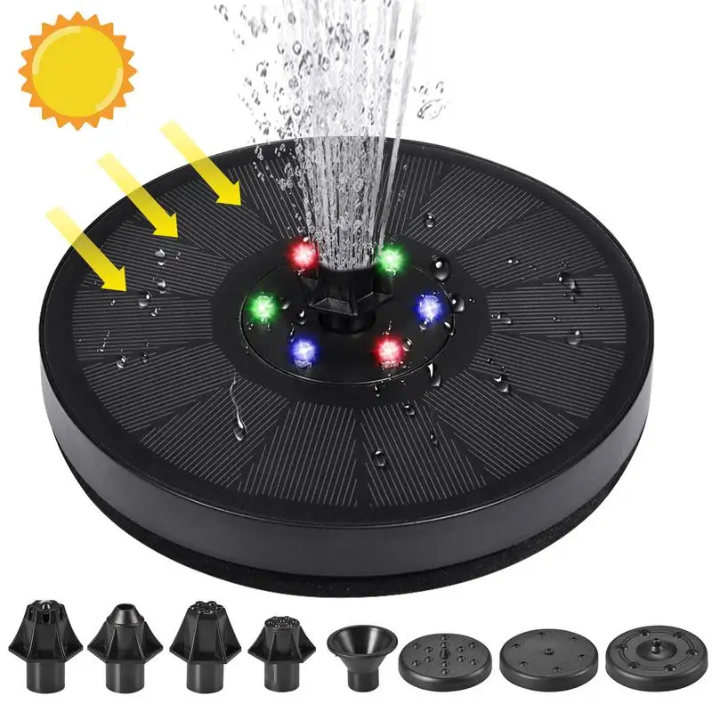 

Solar Powered Fountain Solar Pool Fountain With Lights 3W Solar Powered Fountains With LED Lights 7 Nozzles For Bird Bath Garden