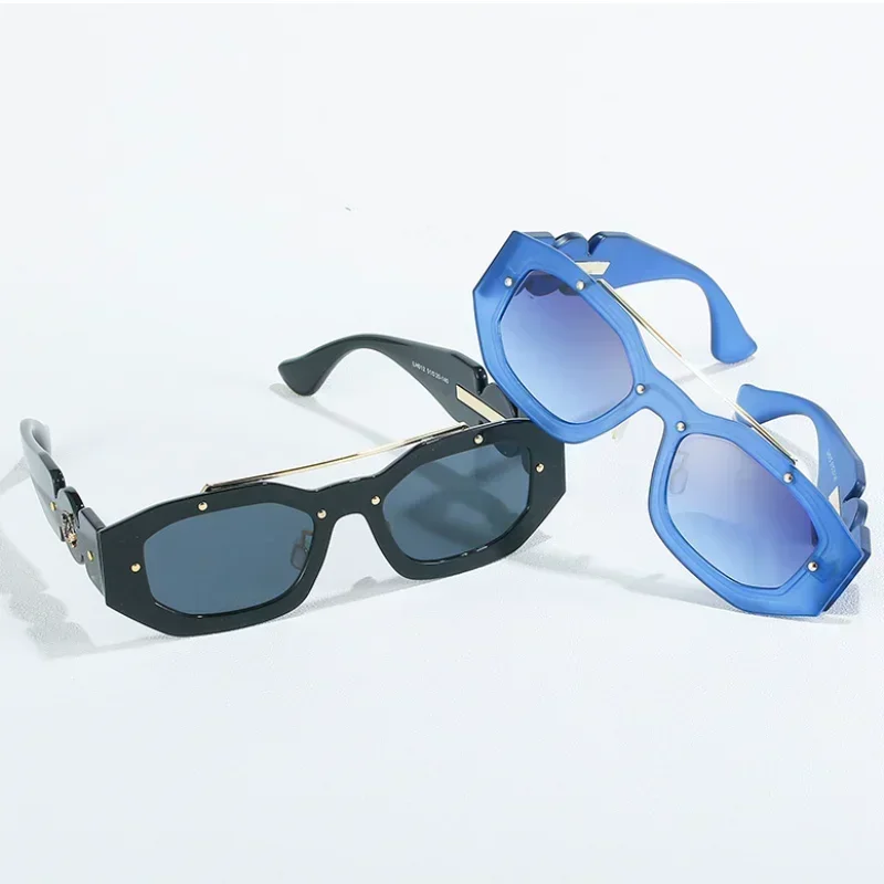

Fashion Punk Sunglasses Men Vintage Y2K Decorative Polygon Eyewear Women Luxury Brand Designer Spring Unique Sun Glasses