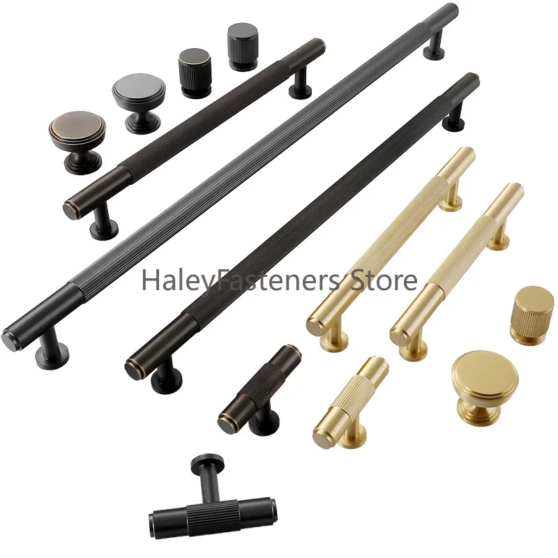 New brass handle American simple modern Nordic furniture drawer cabinet door fashionable gray all copper handle