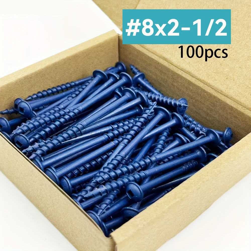 100 Pieces of #8x1, #8x1-1/2, #8x1-1/4, #8x2, #8x2-1/2 Pocket Hole Screws, Coarse-Thread Wood Screws, Square Drive, Washer Head,