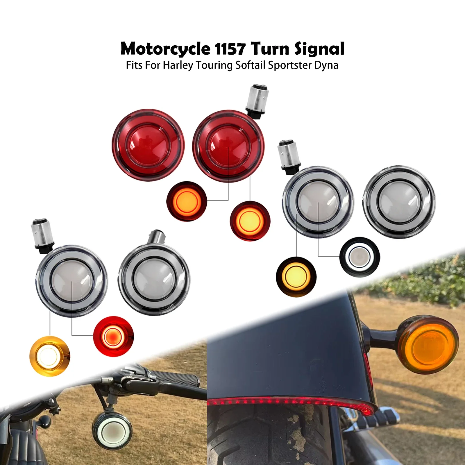 1157 LED Turn Signal Motorcycle 2\'\' Front Rear Light For Harley Touring FLHR FLHT Sportster XL Softail Dyna Bullet Style Lights