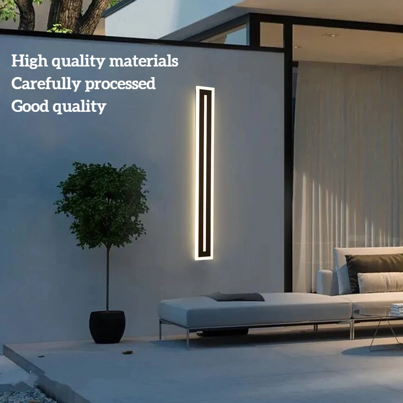 Outdoor Waterproof IP67 LED Long Strip Wall Light Modern Wall-Mounted Lamp Sconce Suitable for Living Room Courtyard Porch Patio