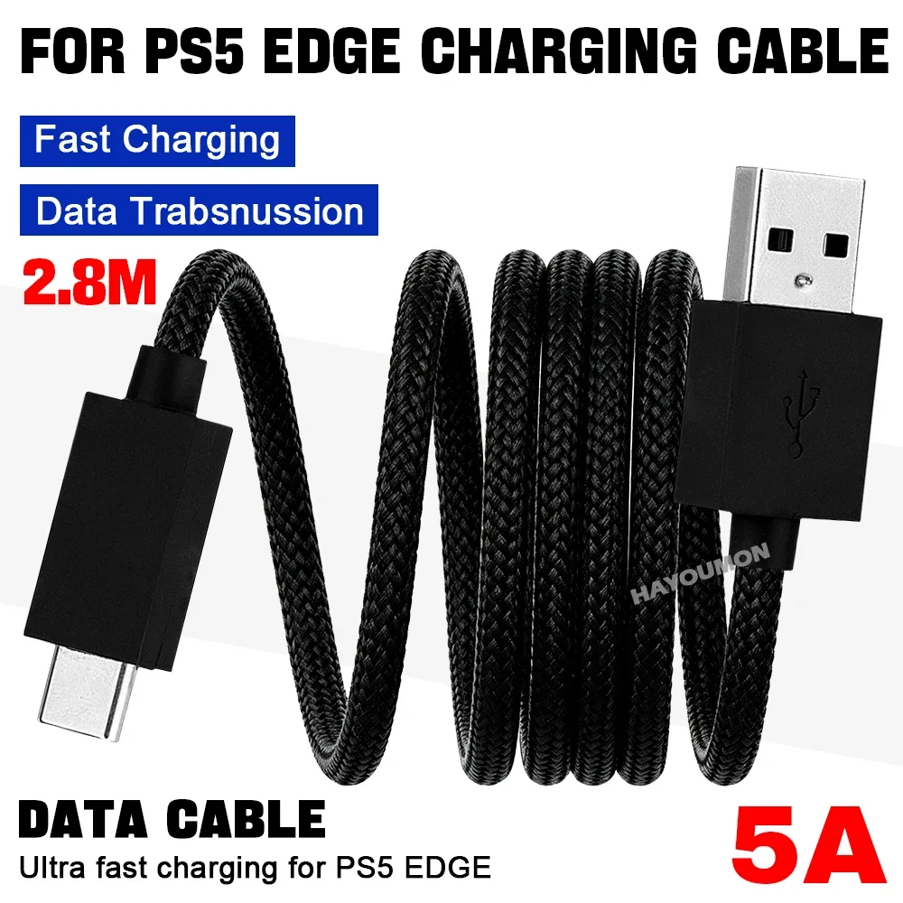 2 IN 1 Replacement Connector Housing Lock + 2.8M Braided USB Cable For PS5 Edge Controller Gamepad Gaming Accessories