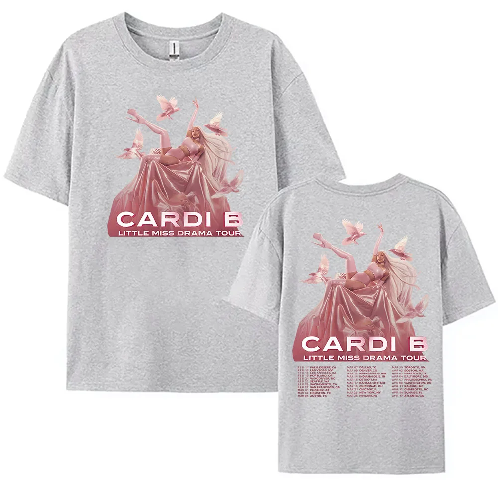 تي شيرت LittleMiss Drama Tour تي شيرت Cardi B Singer جرافيك مطبوع تي شيرت قطني بأكمام قصيرة فضفاض تي شيرت للجنسين ملابس الشارع الشهير للسيدات