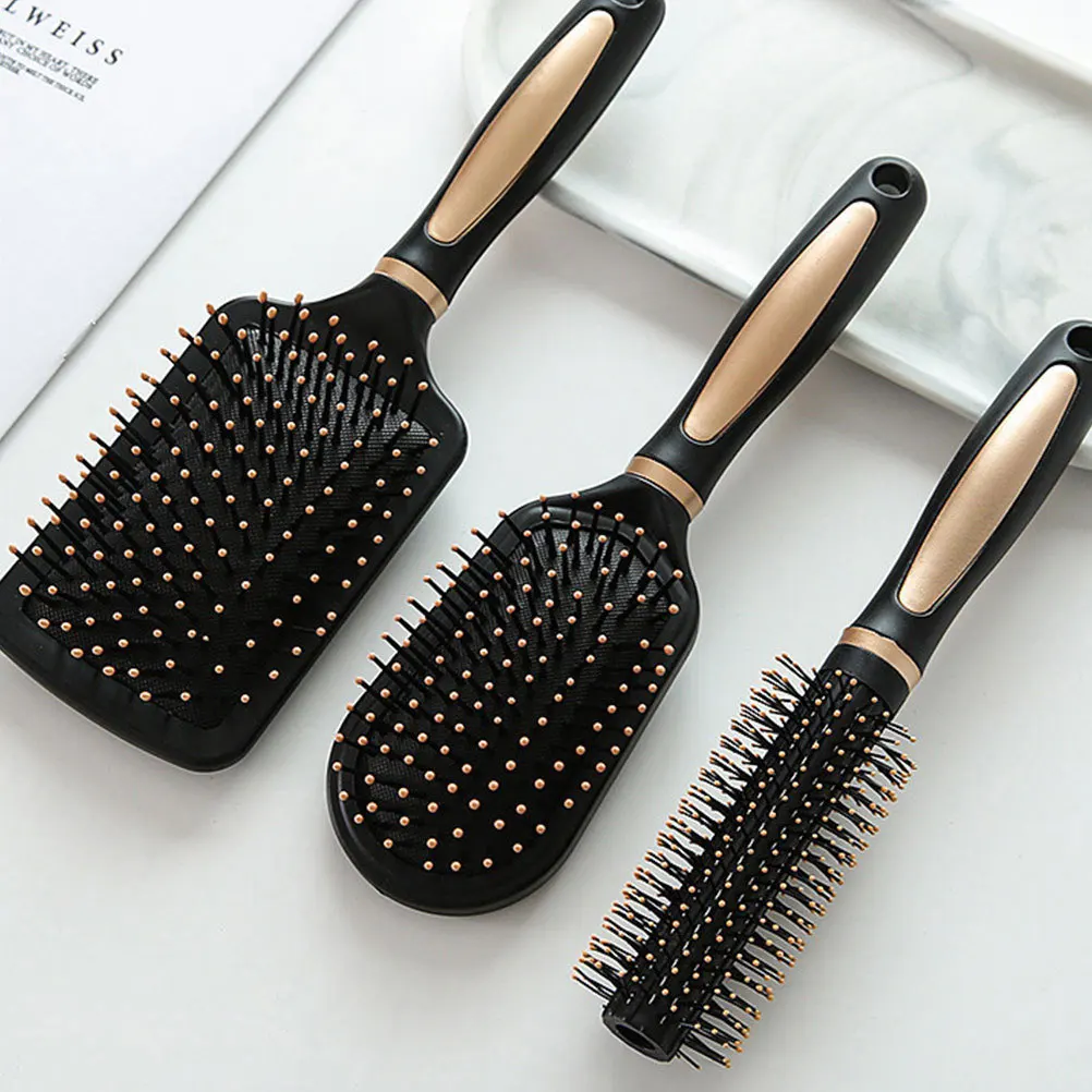 

3 шт., массажная расческа, различные расчески для волос с вьющимися волосами, распутывающая уход за кожей головы, удобная ручка, черная