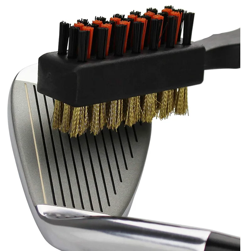 1/2/3Pcs Golf Club Brush Groove Cleaner Dual Sided Cleaning Tools, Portable Metal Lightweight Nylon Brushes for Golf Balls Shoes