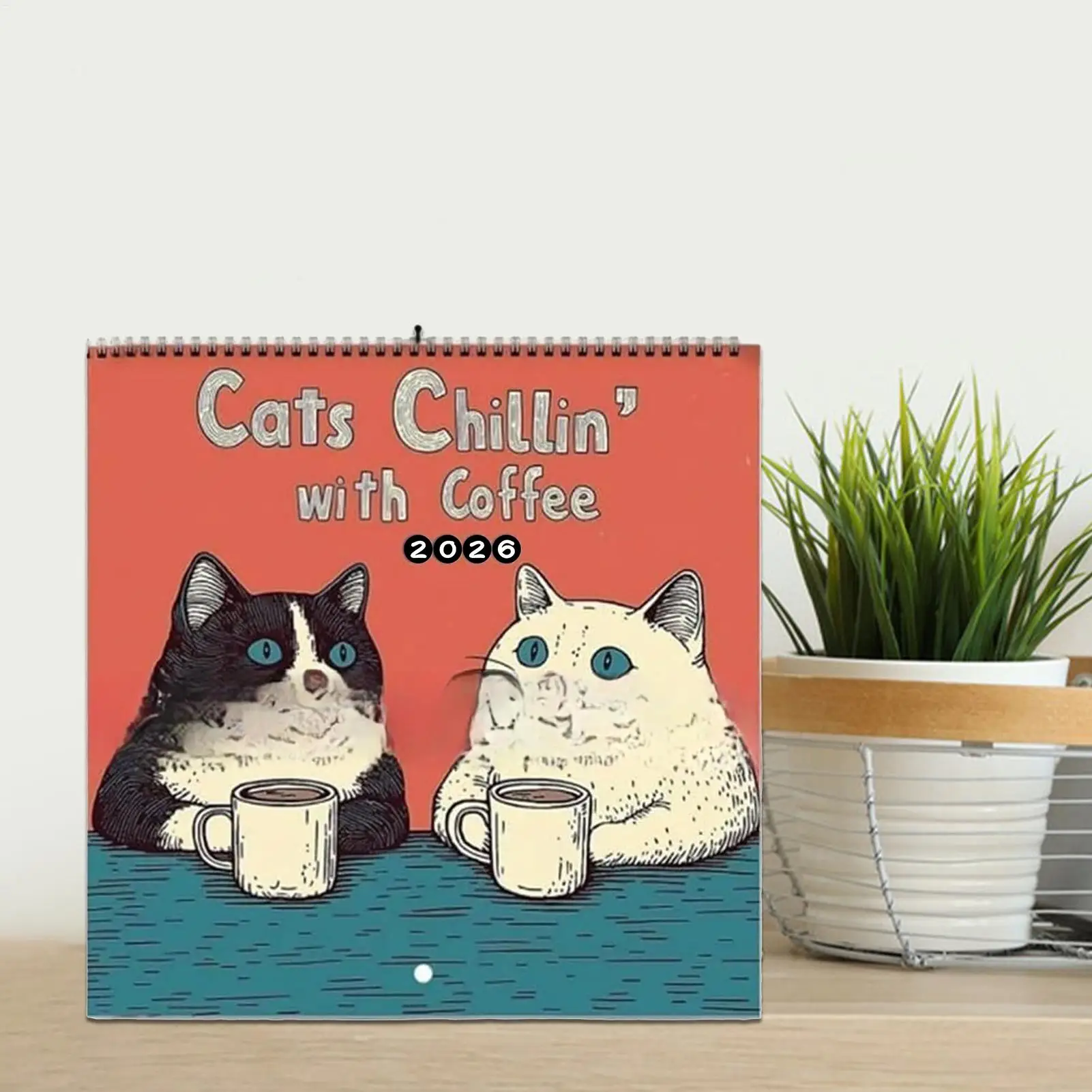 최신 벽걸이 달력 2026 12개월 걸이형 고양이 디자인 가족 일정 플래너 오거나이저 침실 가정 사무실 장식용