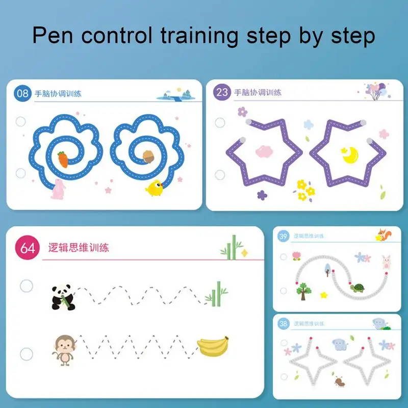 Pen Control Book for Handwriting, Training Activity Book, Erasable, Parent and Child Interaction Toy for Think Skill Training