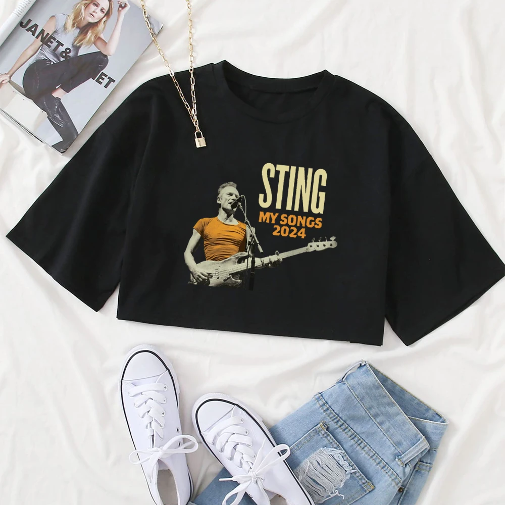 

Sting My Songs Tour 2024 Shirt Tops O-Neck Short Sleeves Casual Fans Gift Regular Girls Clothing Super-short Printing