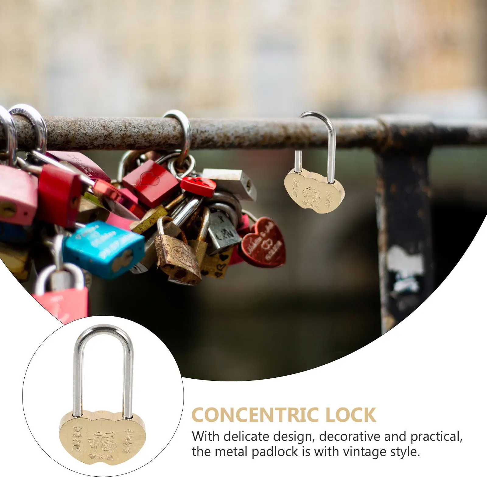 Decorative Vintage Metal Padlock for Lovers Wish Lock Travel Wedding Anniversary Personalized Love Lock Love Locks Personalised