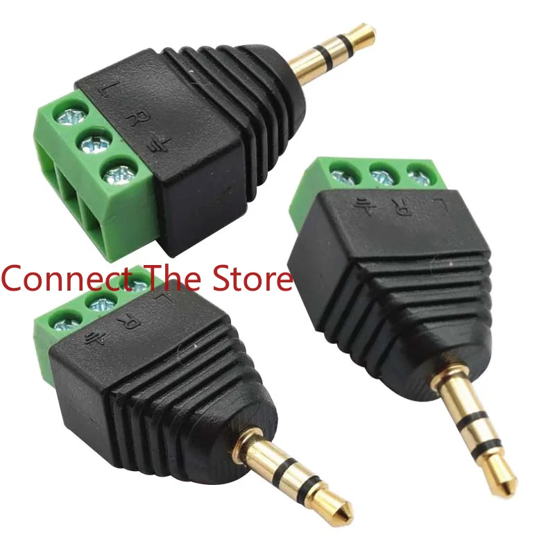 6PCS Gold-plated Solderless 3.5 Dual-channel Audio Plug   Power Terminal Stereo Adapter  Head