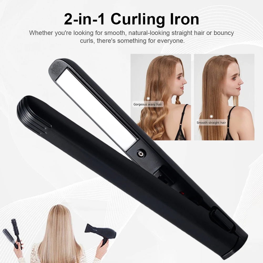 

Hair Straightener and Curler 2 in 1 Flat Iron Portable Travel Curling Wand Hair Curler for Travel