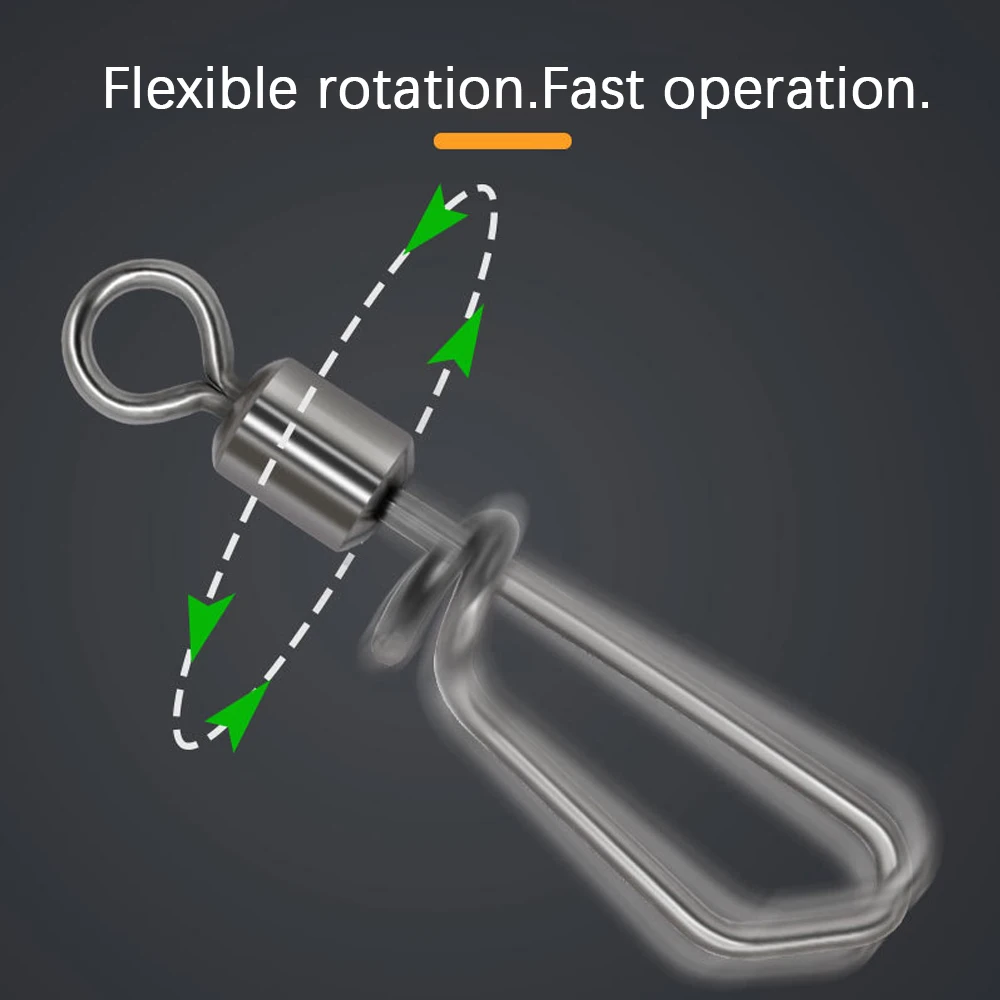DNDYUJU 10-50X الصيد يدور مع التعشيق المفاجئة دبوس وصلة دوّارة لصيد الأسماك الفولاذ المقاوم للصدأ خطافات الصيد إغراء الكارب موصل الصيد أداة #5