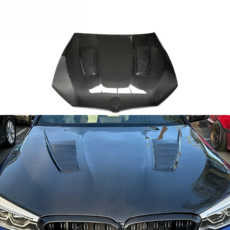 Automotive V Style Dry Carbon Fiber Front Hood Bonnet Upgrade Body Kit Parts For 2017-2023 G30 G31 F90 M5 Competition Exterior R