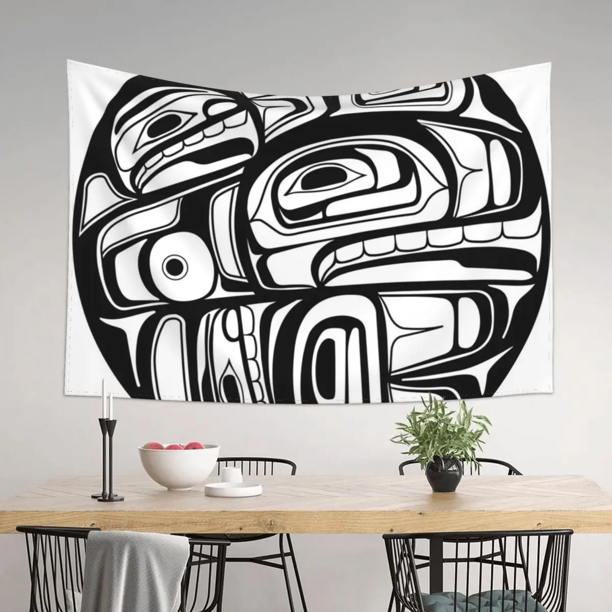 

Orca Circle formline pendant native american salish blackfish Tapestry Cute Room Decor Decor For Bedroom Tapestry