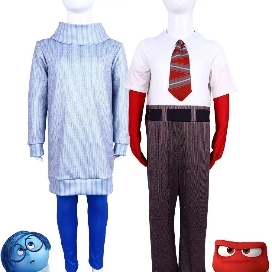 Inside Out 2 زي الاطفال الفرح الاشمئزاز فستان الحسد الغضب الخوف القلق الإحراج تأثيري هالوين كرنفال زي حفلة الفتيات
