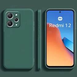 For Redmi 12 Case Cover Xiaomi Redmi 12 Capa Phone Bumper Back Original Liquid Silicone Shockproof Soft TPU Case Redmi 12 Fundas