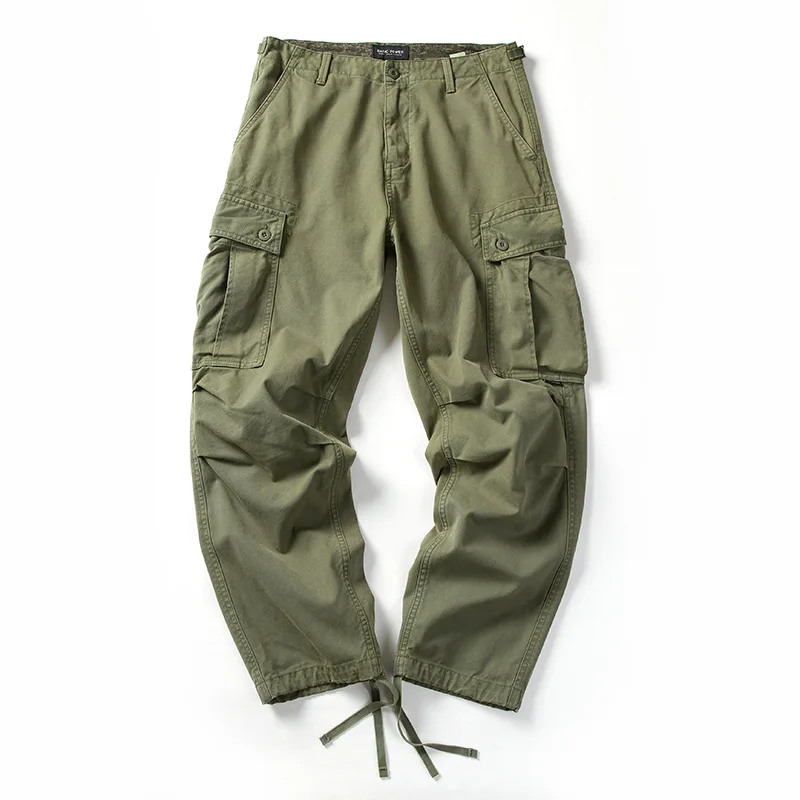 

Amekaji Autumn New Workwear Pants - Men's Adjustable Drawstring Tapered Cargo Pants American Retro Style Korean Casual Trousers