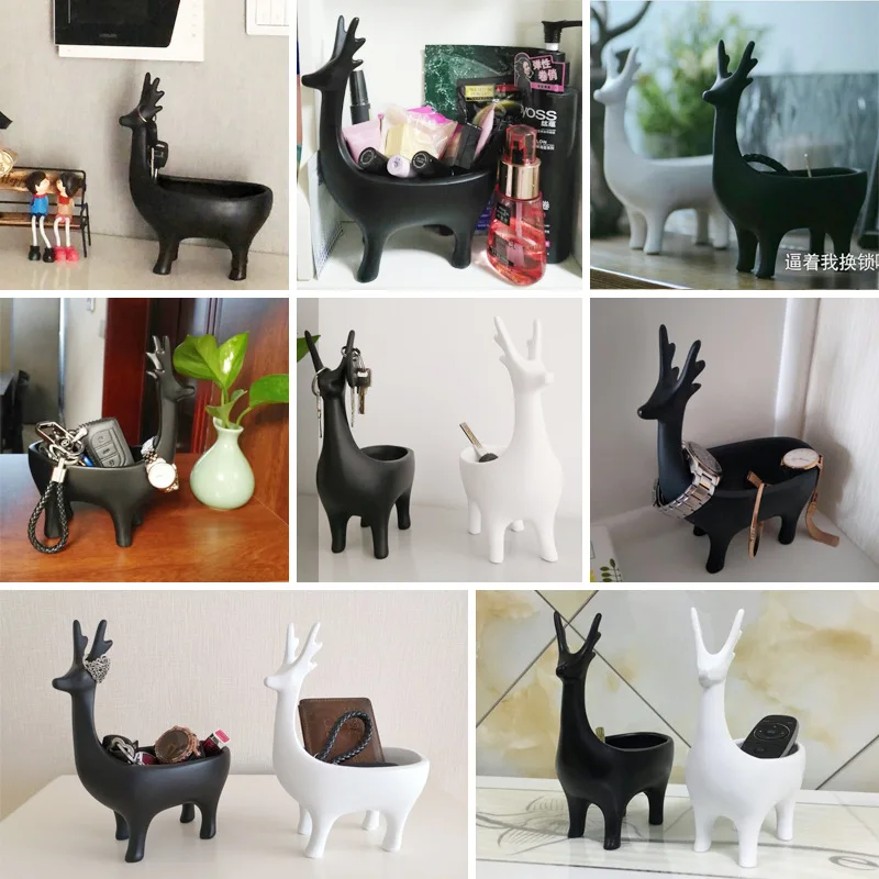 Creative Simple Animal Deer Porch Key Storage Box Ring Bracelet Jewelry Ornaments Jewelry Display Stand Home Living Room Crafts