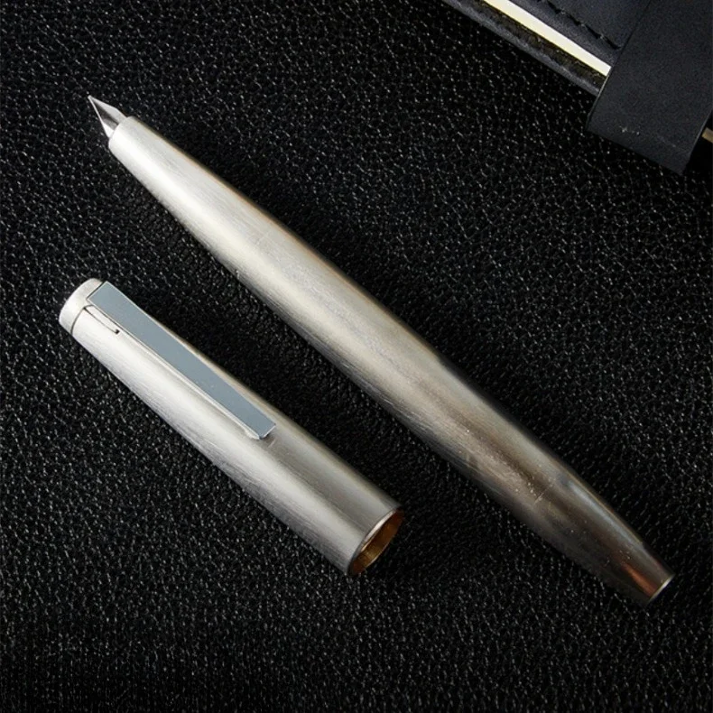 New Luxury 2000 Brushed Stainless Steel Piston Fountain Pen EF Nib 0.5mm Office School Writing Creative Metal Ink Pen Business G