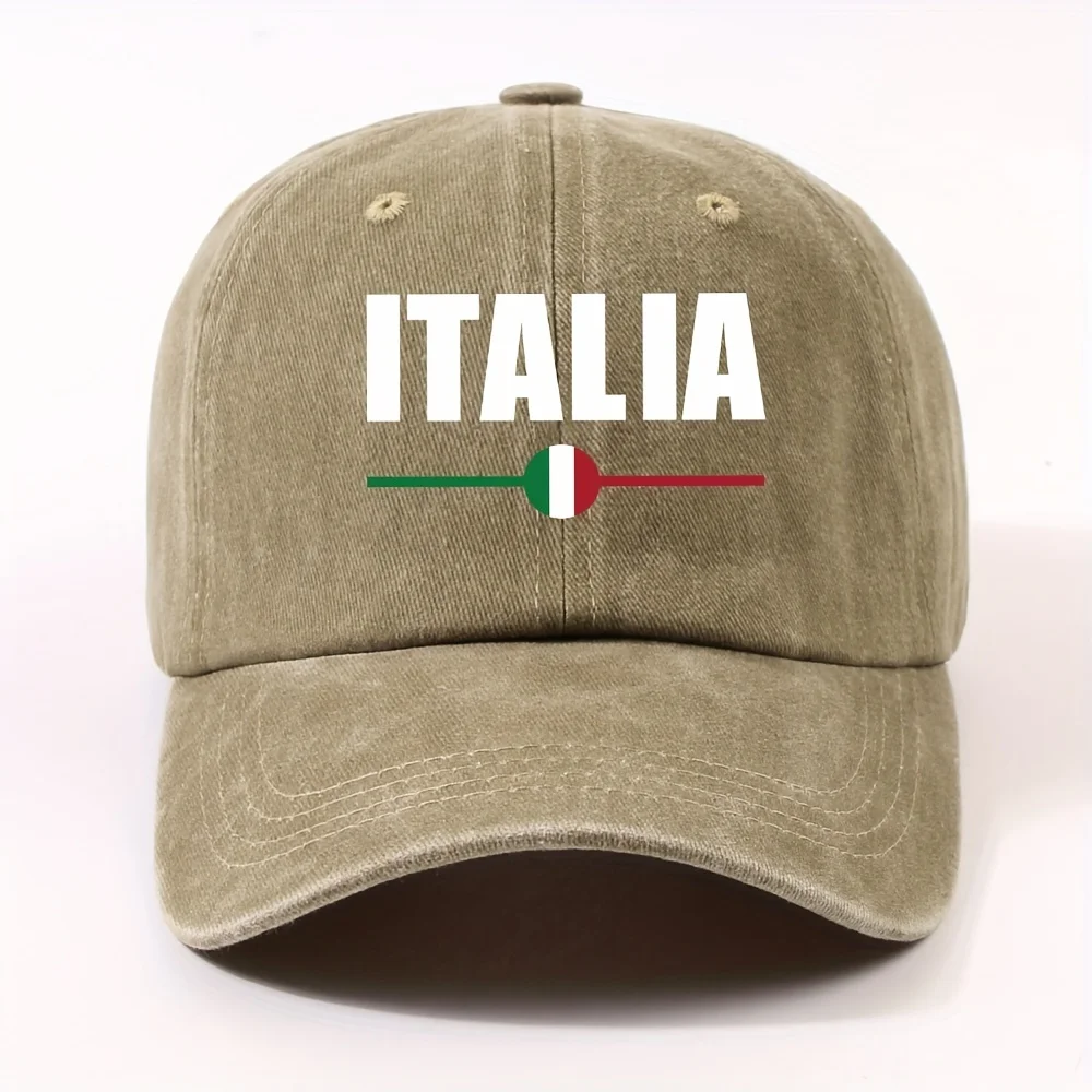 1 Adjustable, Lightweight, Baseball Cap with "ITALIA" Embroidery Black, Olive Green, Pink, Gray, Red, Navy Blue Perfect for