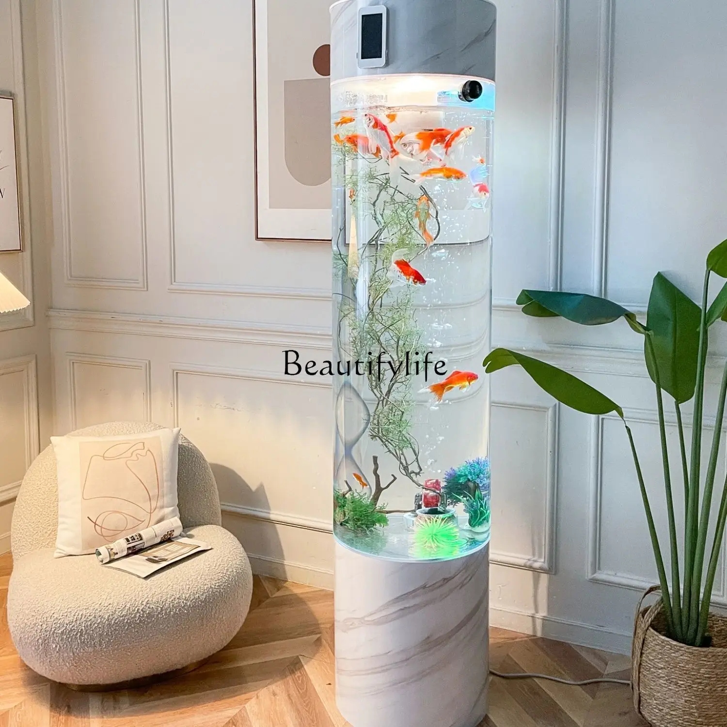 

Water-free intelligent pipe-free floor fish tank