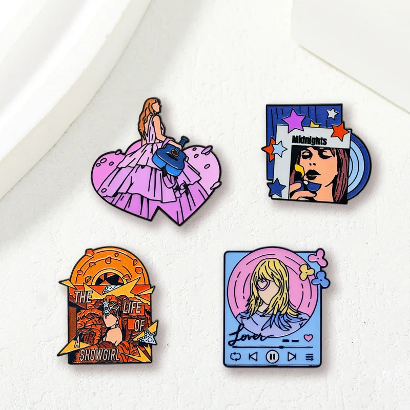European and American Famous Pop Singer Enamel Pins Creative Music Peripheral Brooches  Souvenir Jewelry Gifts For Fans