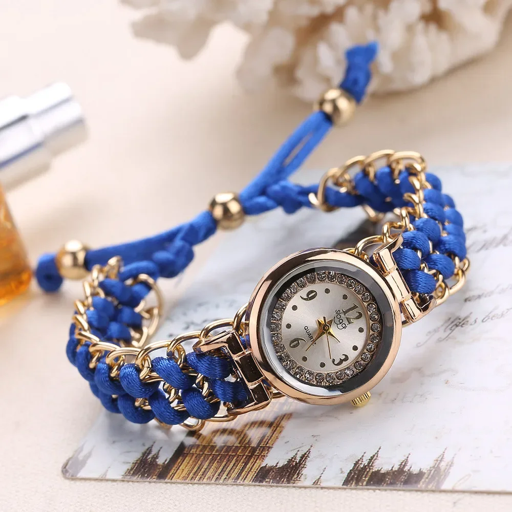 Women Knitting Rope Chain Winding Analog Quartz Movement Wrist Watch Fashionable Simple Style Wristwatch Reloj Mujer reloj