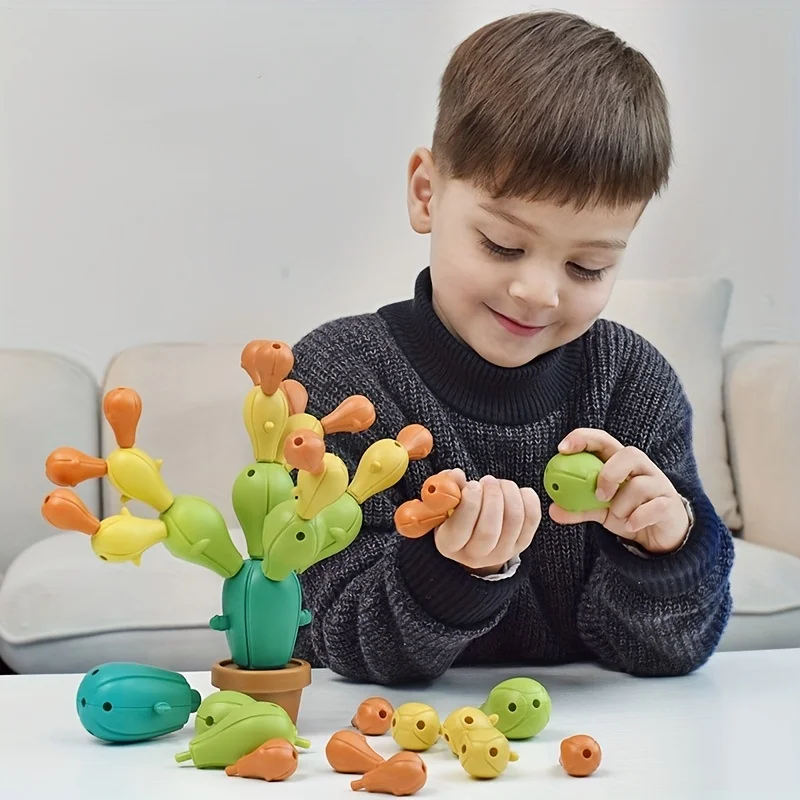 Children's cactus, building block tabletop balance puzzle cactus, baby puzzle early education toy