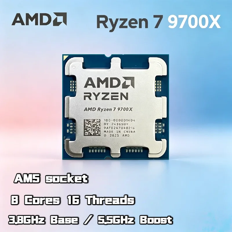 

Original AMD Ryzen 7 9700X 8 Core 16 Thread 3.8GHz Base 5.5GHz Boost 4nm AM5 8MB L2 32MB L3 Cache 65W Desktop CPU Tray