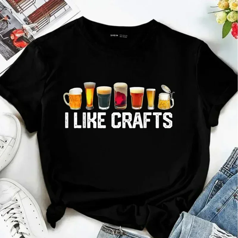 Summer Harajuku Craft Beer Brewing Lover Women T-Shirt Beer Funny Fashion Short Sleeved Round Neck Oktoberfest T-Shirt