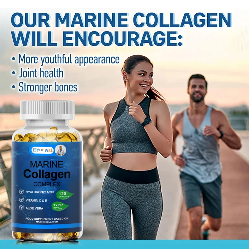 Marine Collagen Capsules with Hyaluronic Acid, Vitamin C & E - Preserve Beauty Firm Skin, Strong Nails & Hair, Healthy Joints