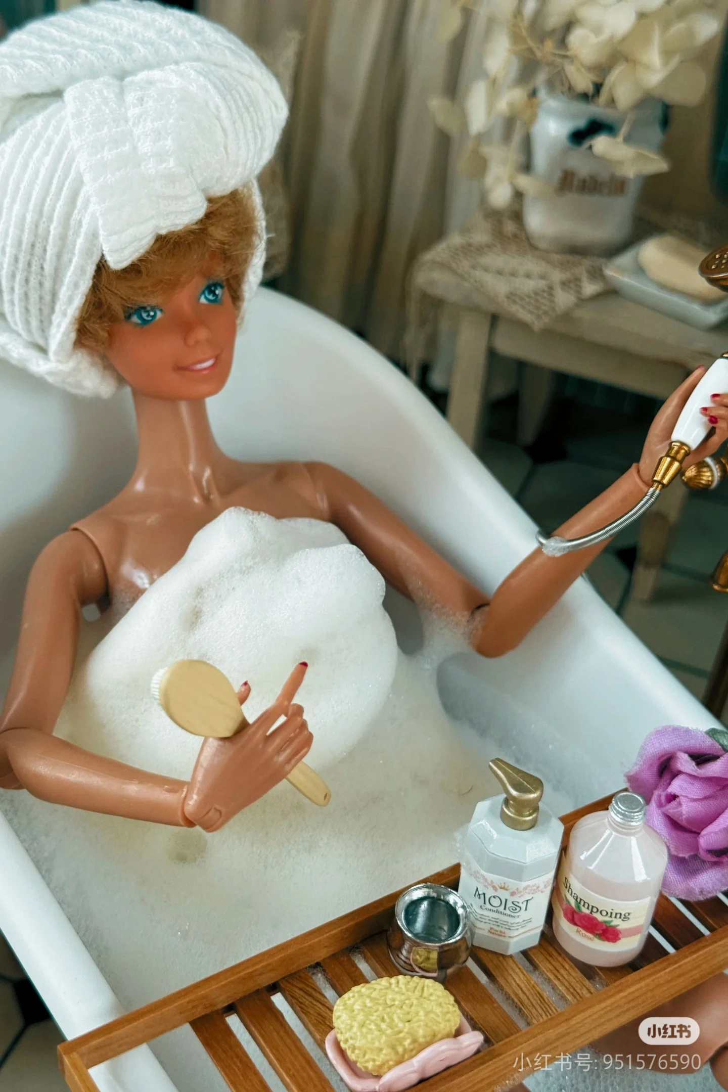 1/6 Bjd Ob11 Miniatur Puppenhaus Möbel Mini Modell Toilette Badezimmer Bademantel Badetuch Handtuch Set von drei