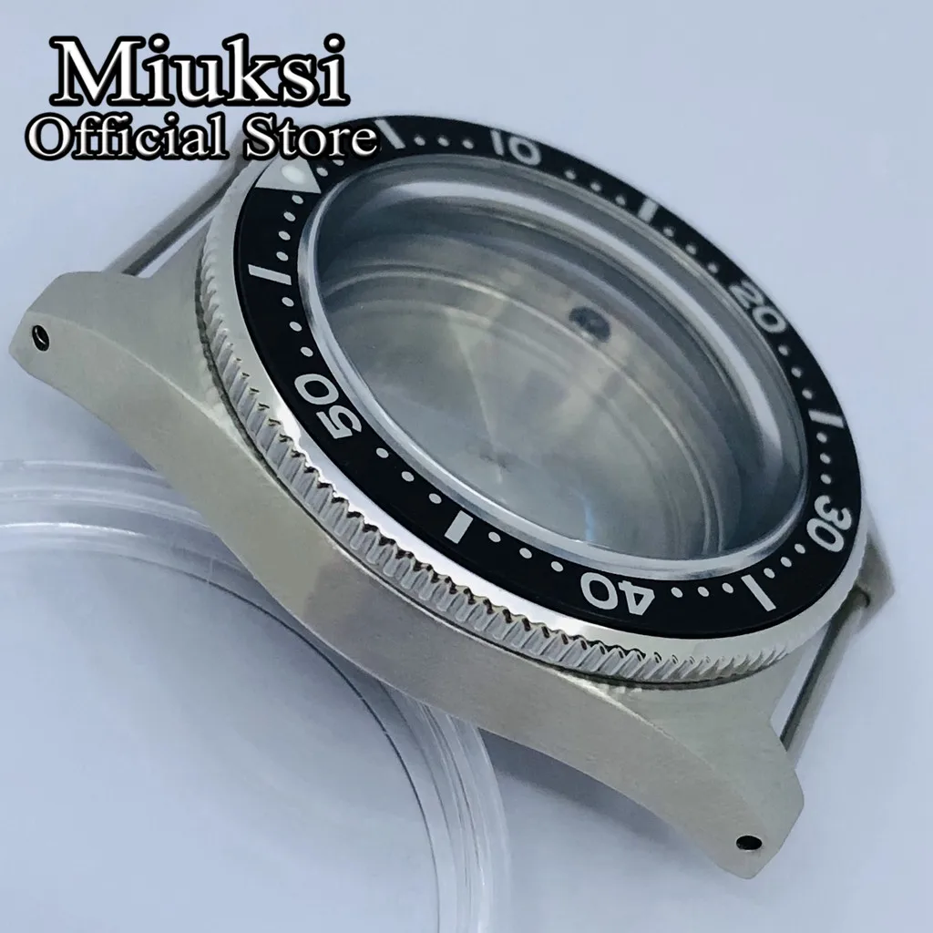 Miuksi 62MAS diving 40mm silver sterile watch case domed sapphire glass fit NH35 NH36 movement