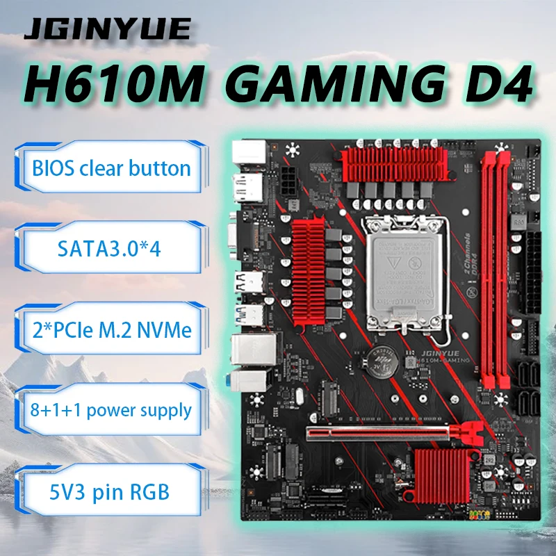 JGINYUE H610M Motherboard M-ATX LGA1700 Support Intel Core i3/i5/i7 12th 13th XMP DDR4 RAM desktop pc H610M GAMING