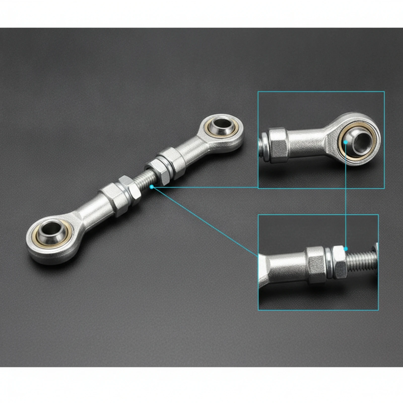 Linkage Rod with Spherical Ends Adjustable Rod End Linkage Heim Joint Pivoting Hardware Rigid for DIYers, Motion Transfer